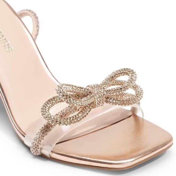 Women's Rhinestone Heeled Sandals Open Toe Ankle Strap Party Heel - Picture 3 of 6